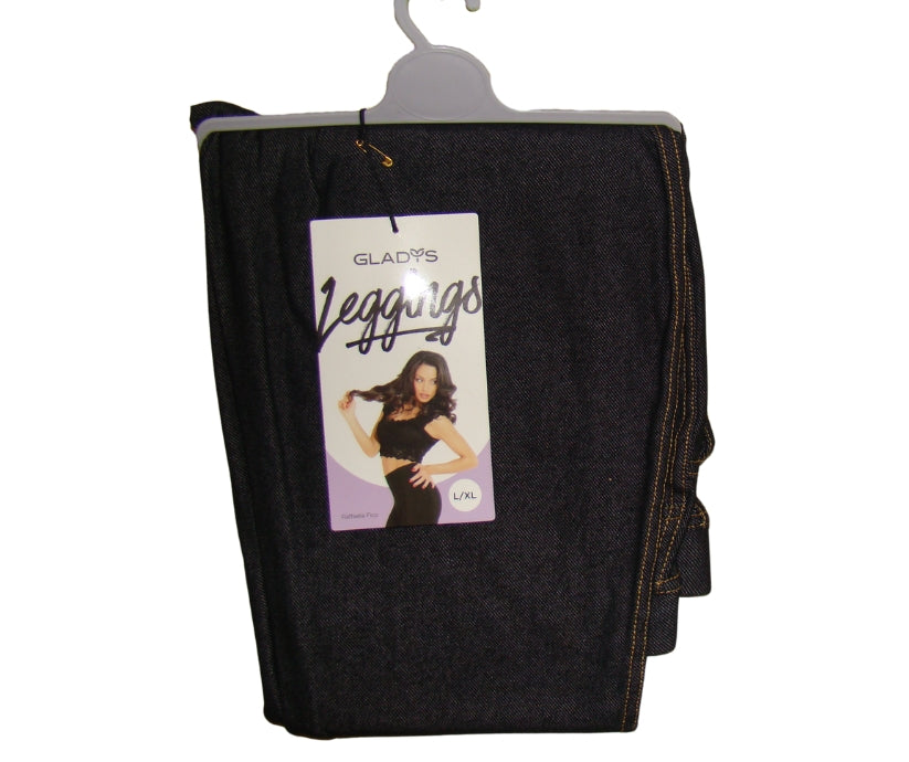 Leggings Donna invernale effetto jeans in caldo jersey felpato con tasche Gladys