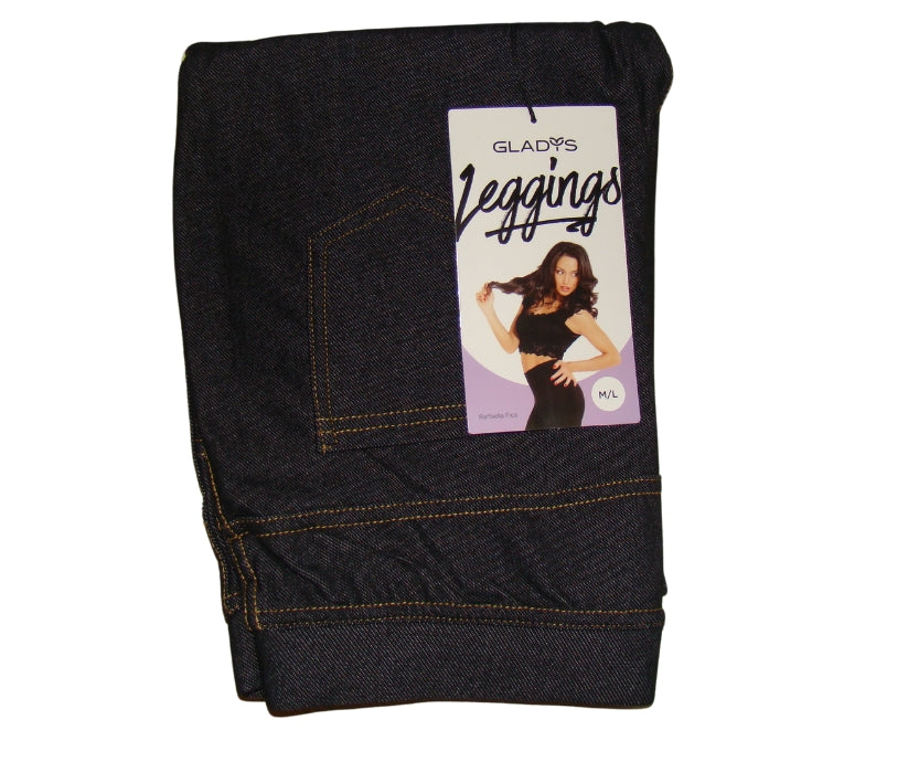 Leggings Donna invernale effetto jeans in caldo jersey felpato con tasche Gladys