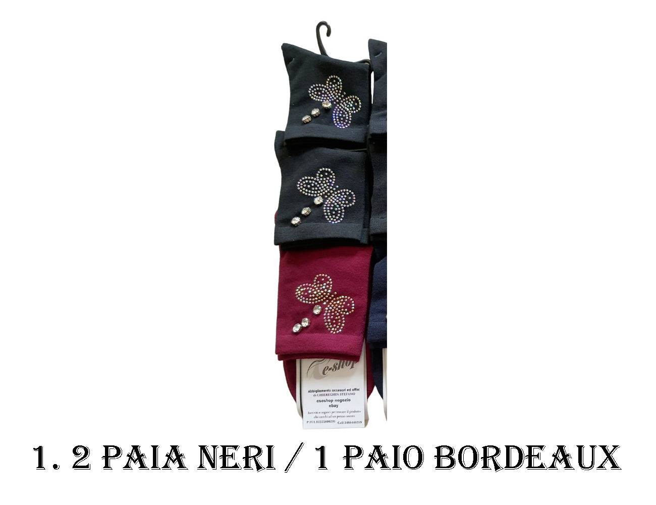 Calze Calzini Donna decorati Colorati Cotone Farfalla dettaglio 8