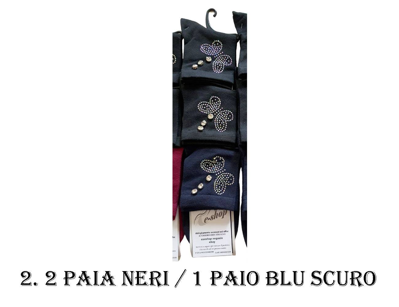 Calze Calzini Donna decorati Colorati Cotone Farfalla dettaglio 9