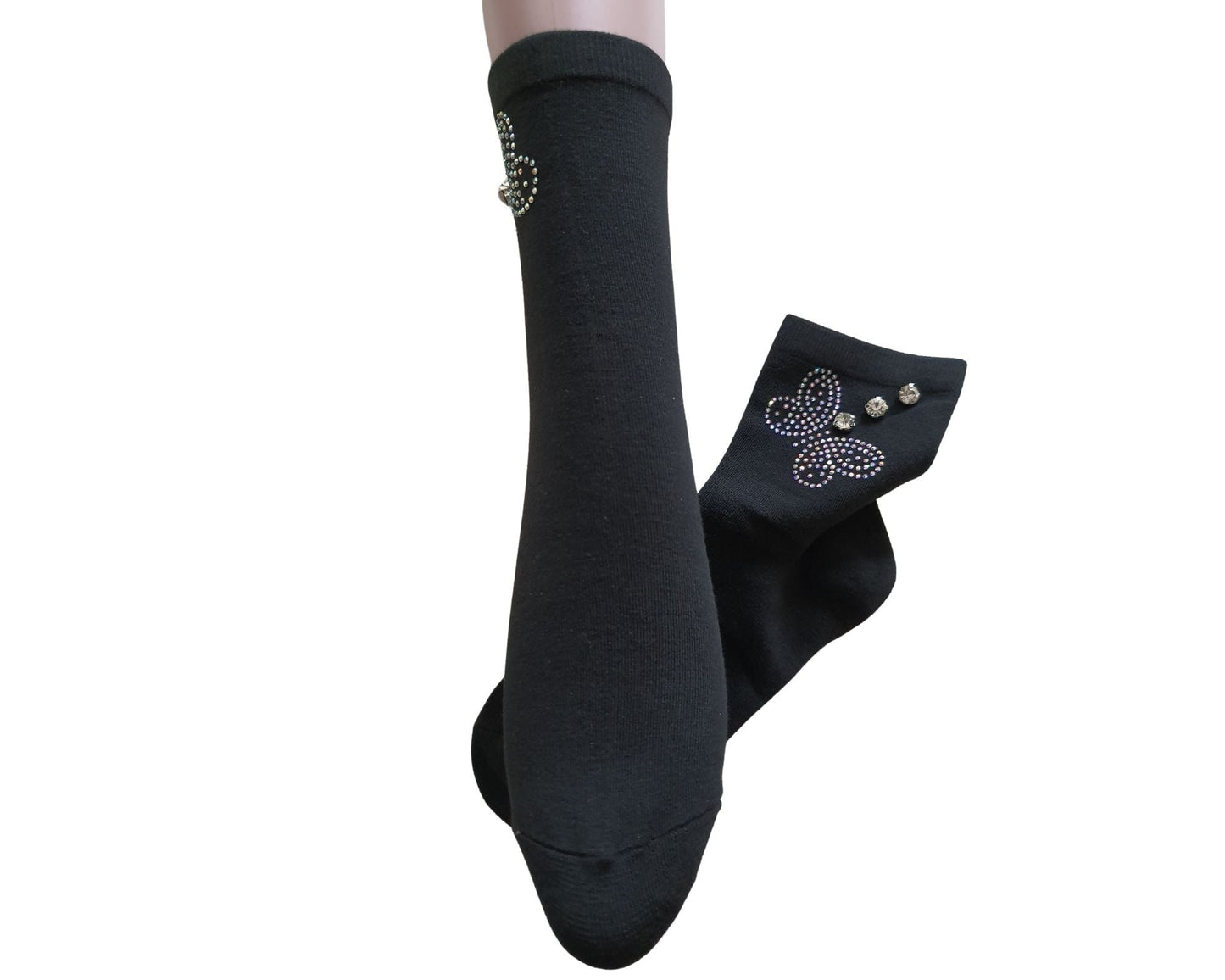 Calze Calzini Donna decorati Colorati Cotone Farfalla dettaglio 5