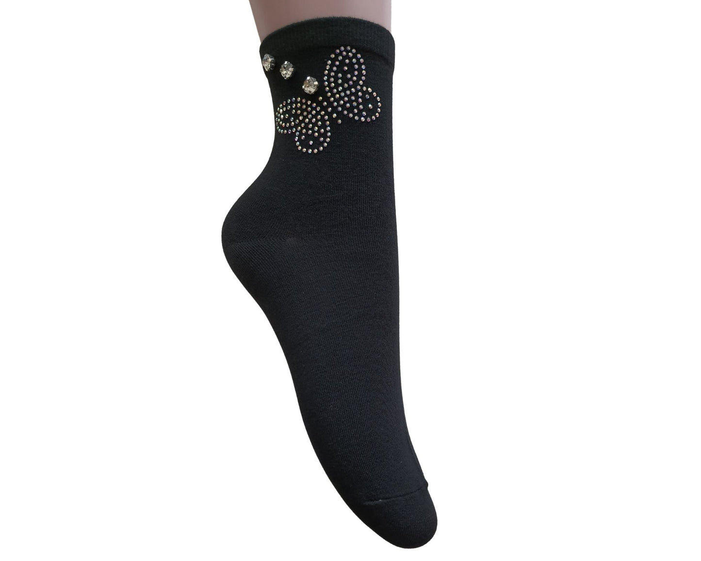 Calze Calzini Donna decorati Colorati Cotone Farfalla dettaglio 6