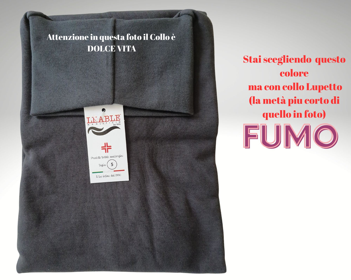 Maglia lupetto uomo dolcevita collo alto interno felpato anallergico cotone