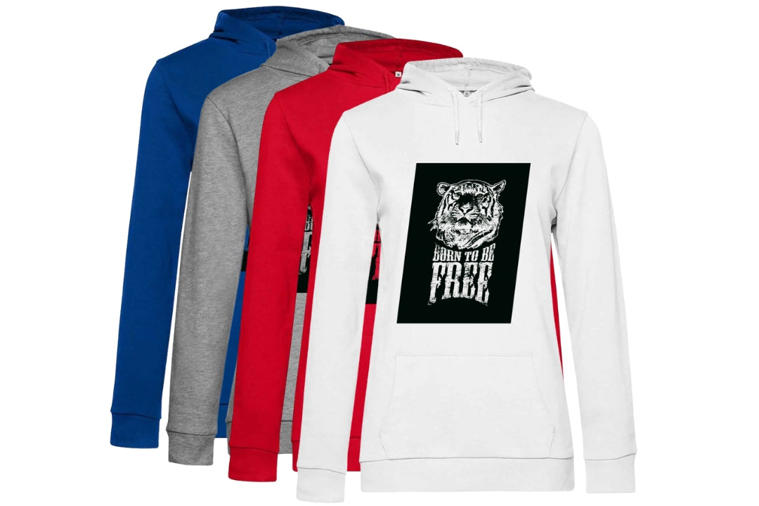 Felpa Maglia Cotone Donna Con Cappuccio Zip Lunga personalizzata tema libertà