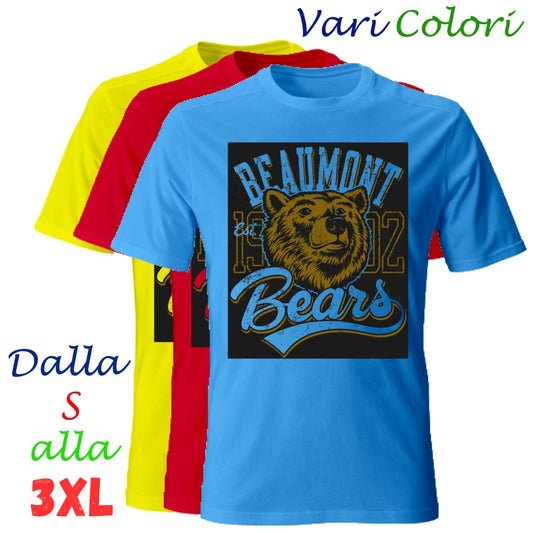 T-Shirt Uomo manica corta vari colori cotone Orso maglia maglietta