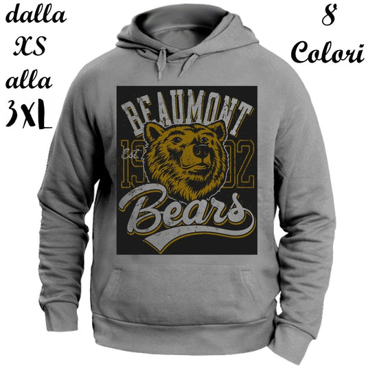 Felpa Maglia Uomo cappuccio Sport Orso Casual colori vari Cotone