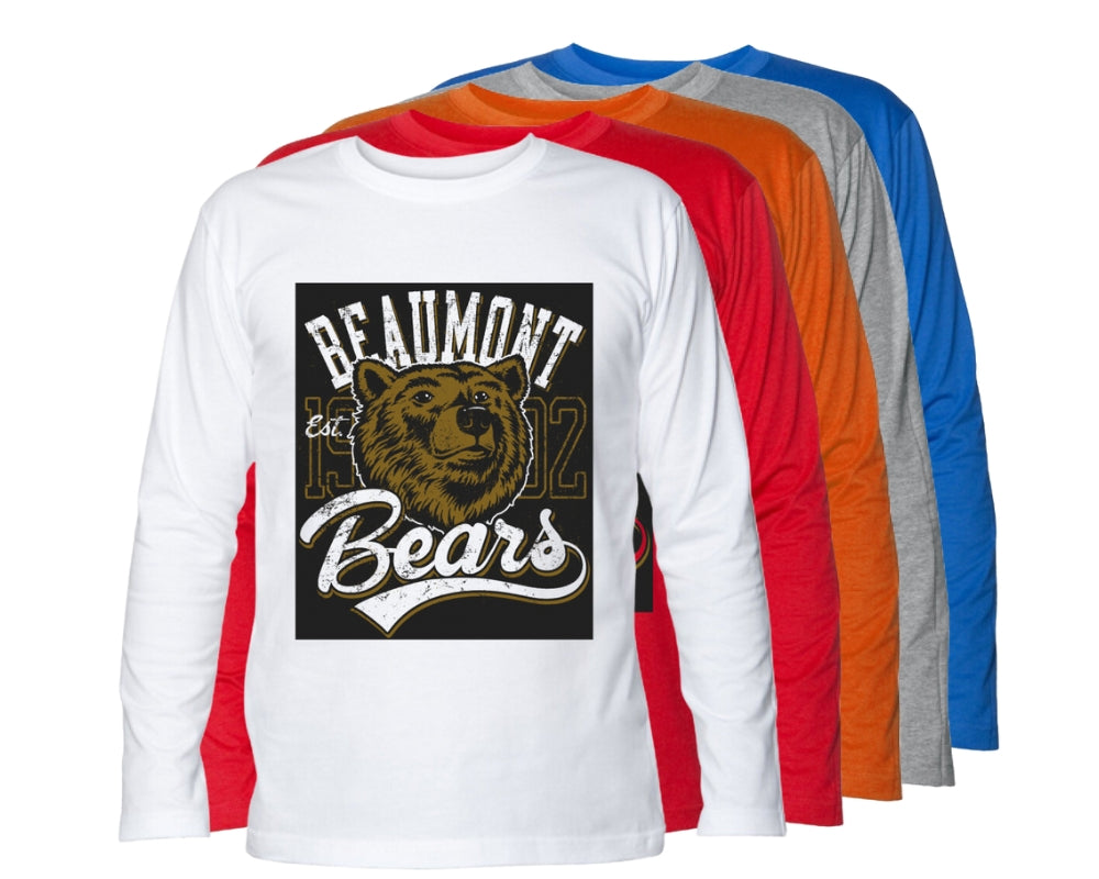 T-Shirt maglietta Uomo cotone jersey manica lunga Orso Bears