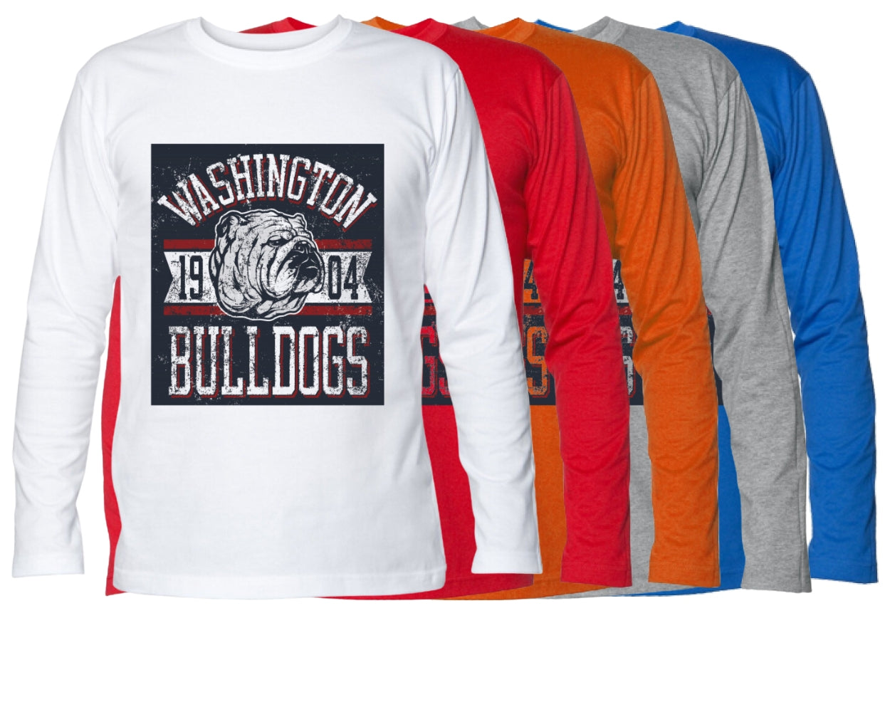 T-Shirt maglietta Uomo cotone jersey manica lunga Bulldog