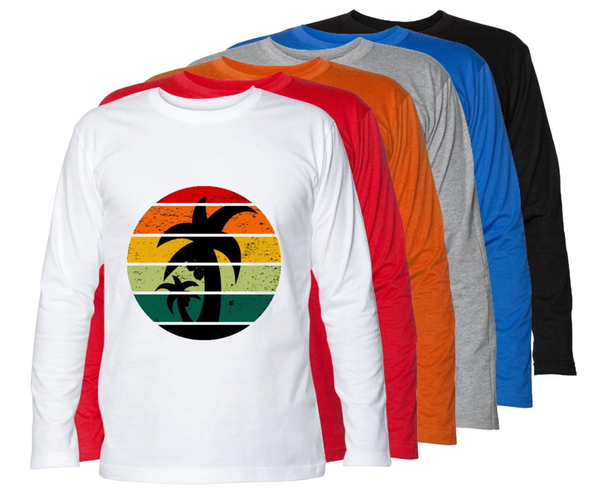 T-Shirt maglietta Uomo cotone jersey manica lunga Estate Sunset