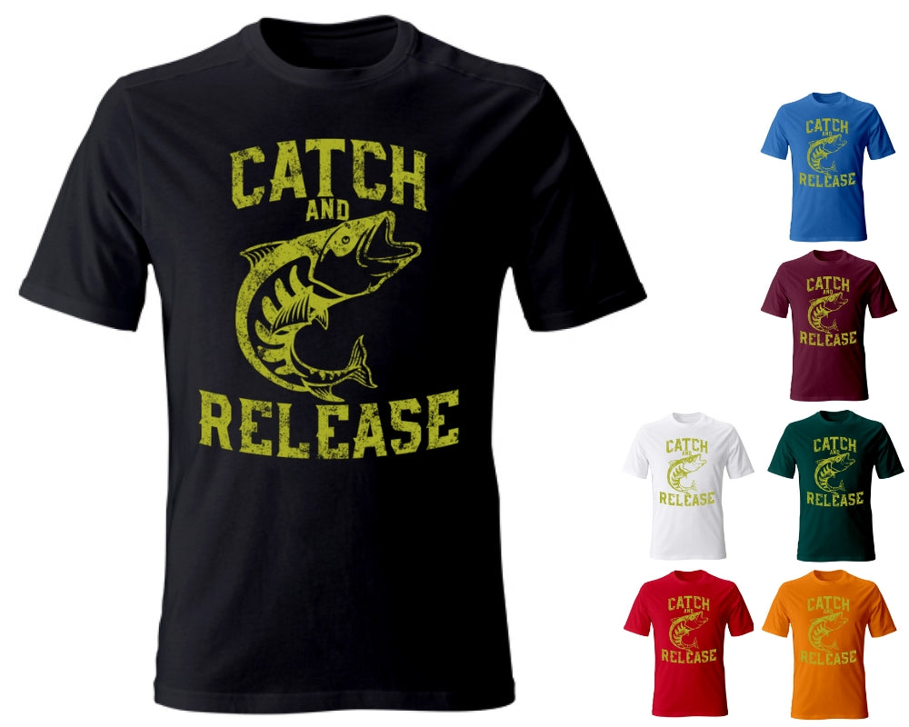 Tshirt maglia maglietta Uomo manica corta vari colori cotone Catch and release