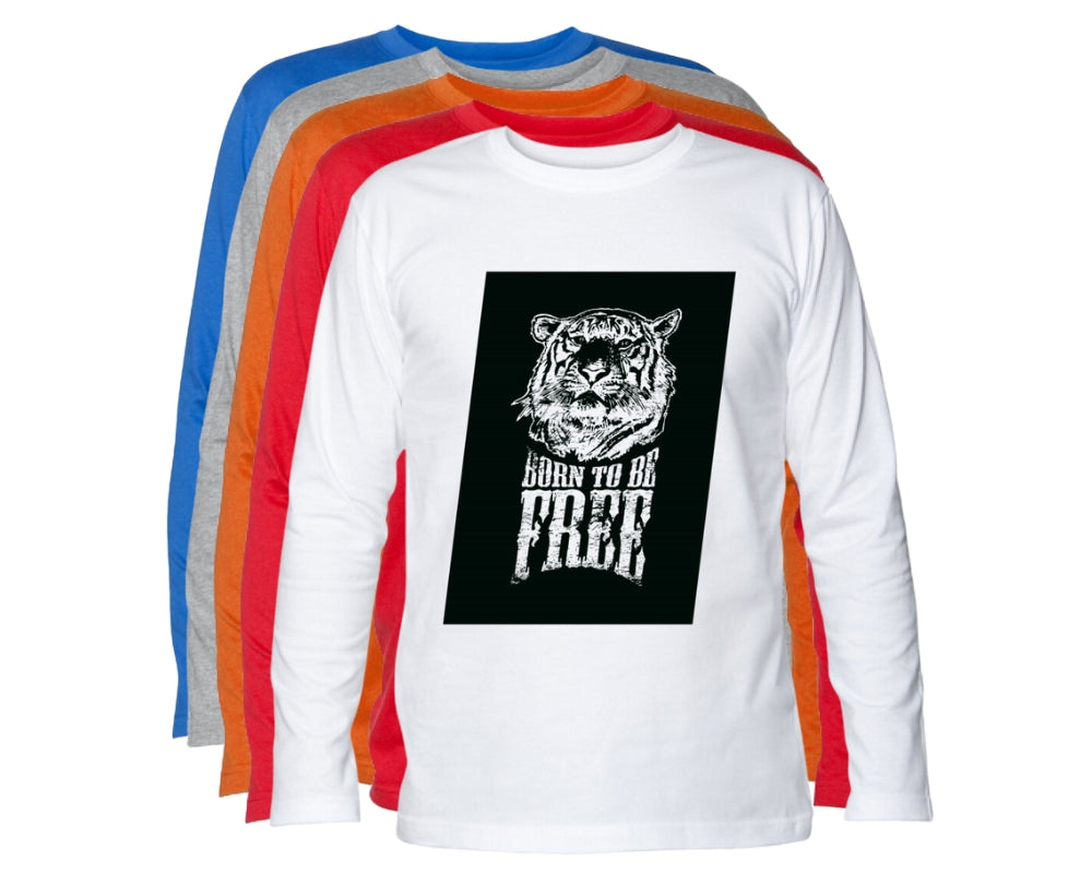 T-Shirt maglietta Uomo cotone jersey manica lunga Tigre Libertà Free