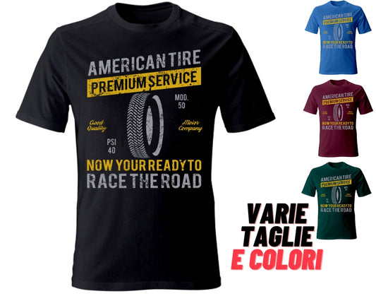 T-Shirt maglia maglietta Uomo manica corta vari colori cotone American Tire