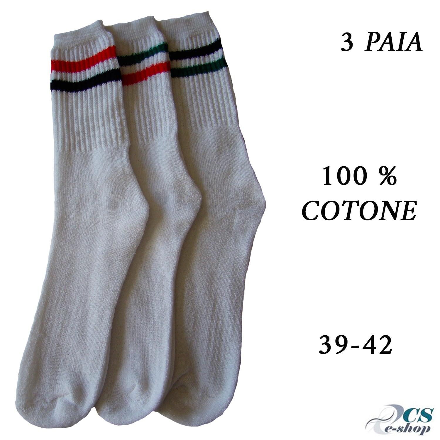 Calzini Calze Uomo Donna Cotone Tennis Sport Elastici bianco E