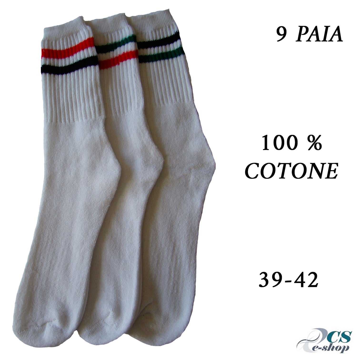 Calzini Calze Uomo Donna Cotone Tennis Sport Elastici bianco F