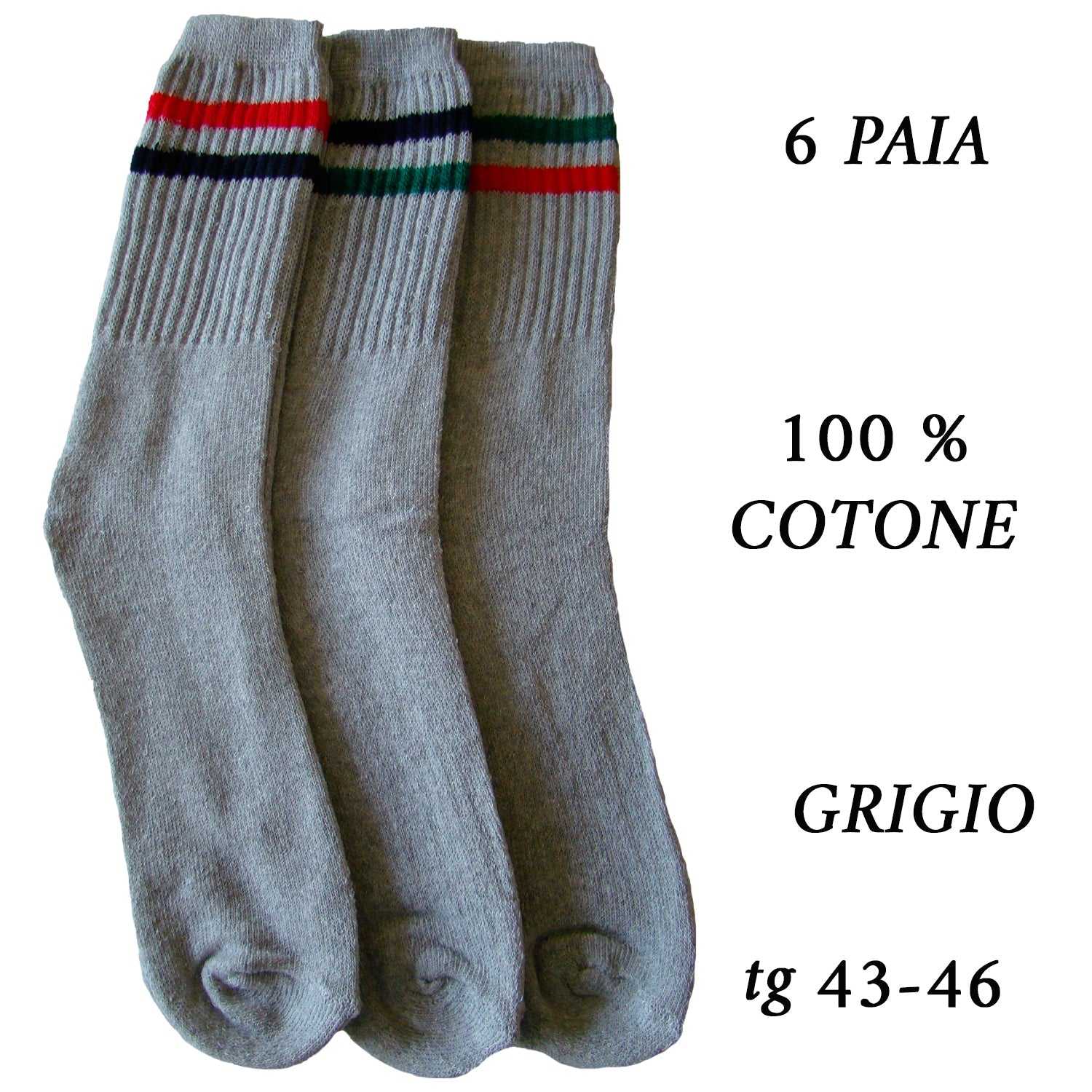 Calzini Calze Uomo Donna Cotone Tennis Sport Elastici grigio B