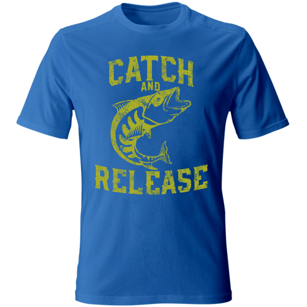 Tshirt maglia maglietta Uomo manica corta vari colori cotone Catch and release blueroya