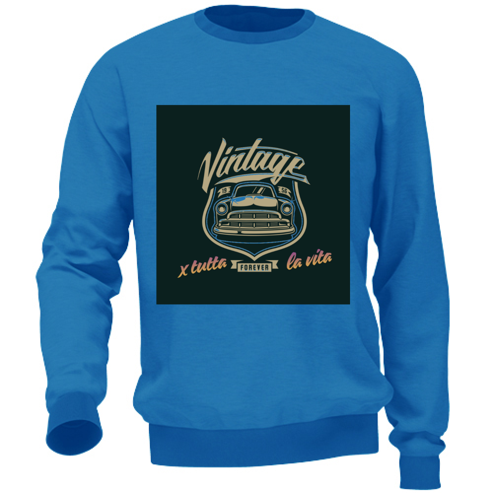 Felpa Uomo no Cappuccio no Tasche Maglia Tuta Casual Cotone Vintage