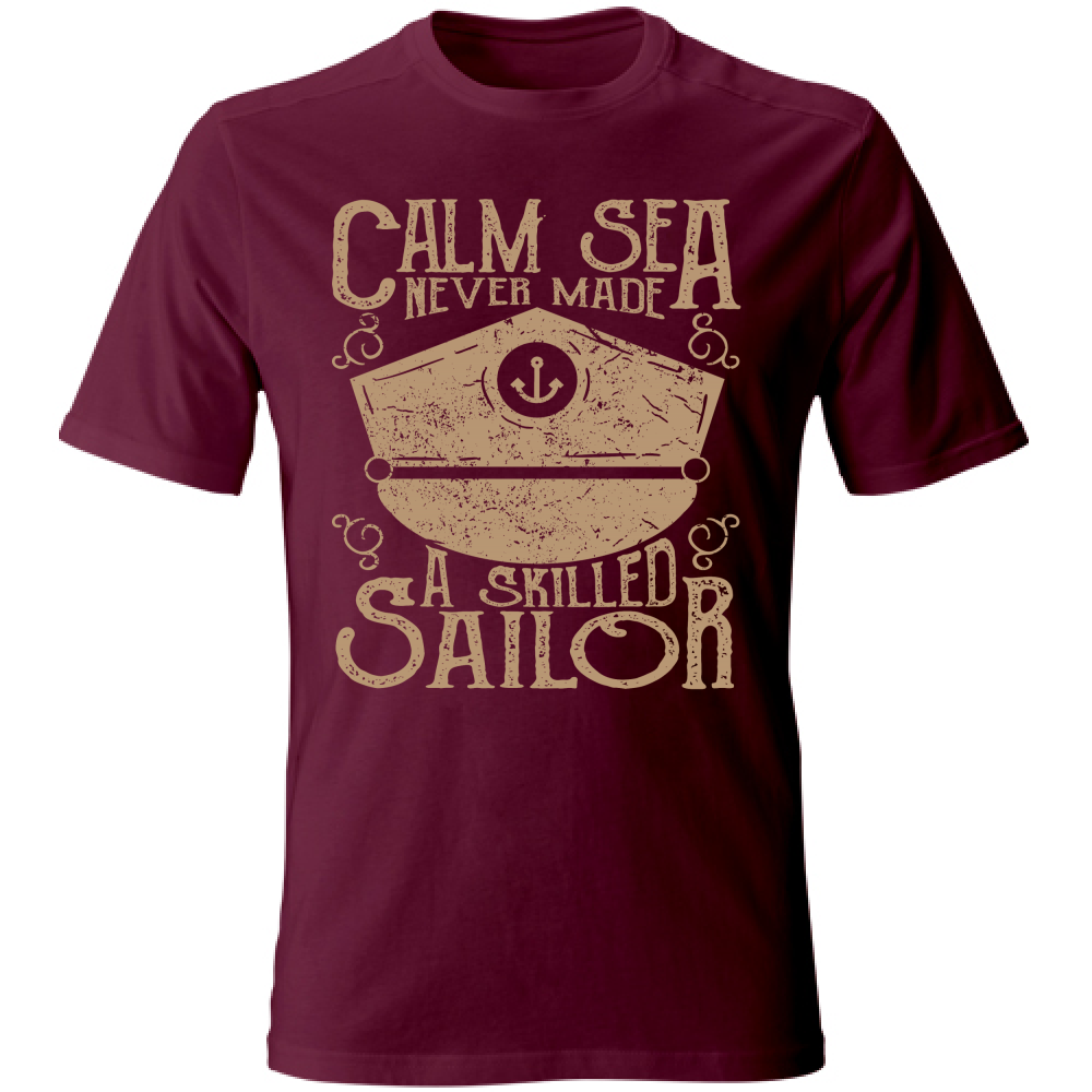 Tshirt maglietta Uomo manica corta vari colori cotone Calm Sea Estate bordeaux