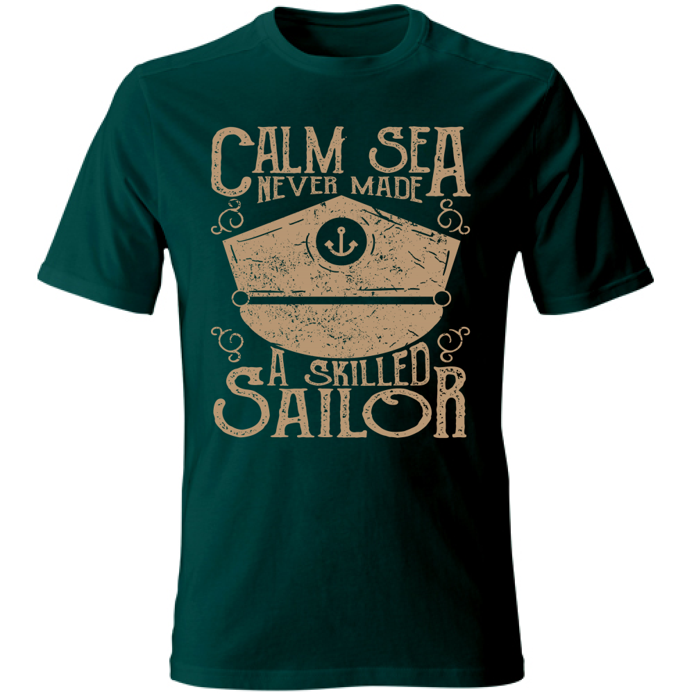 Tshirt maglietta Uomo manica corta vari colori cotone Calm Sea Estate verde bottiglia