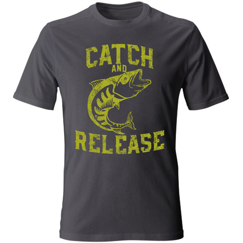 Tshirt maglia maglietta Uomo manica corta vari colori cotone Catch and release grigio scuro