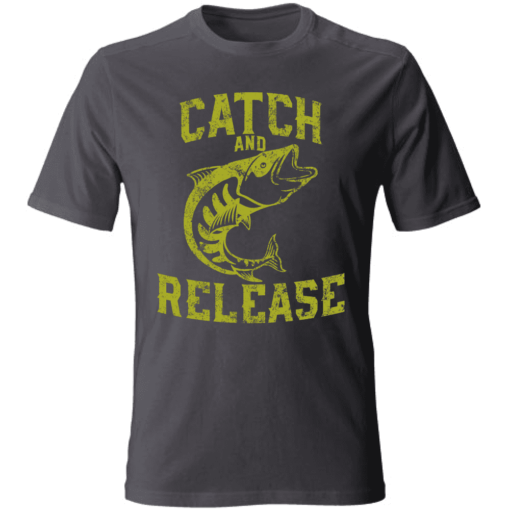 Tshirt maglia maglietta Uomo manica corta vari colori cotone Catch and release grigio scuro