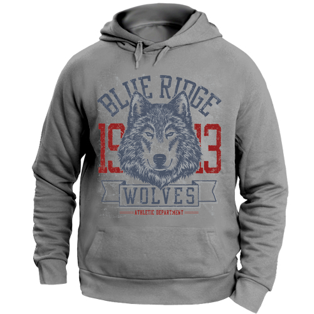 Felpa Maglia Uomo cappuccio Sport Lupo wolves grigio