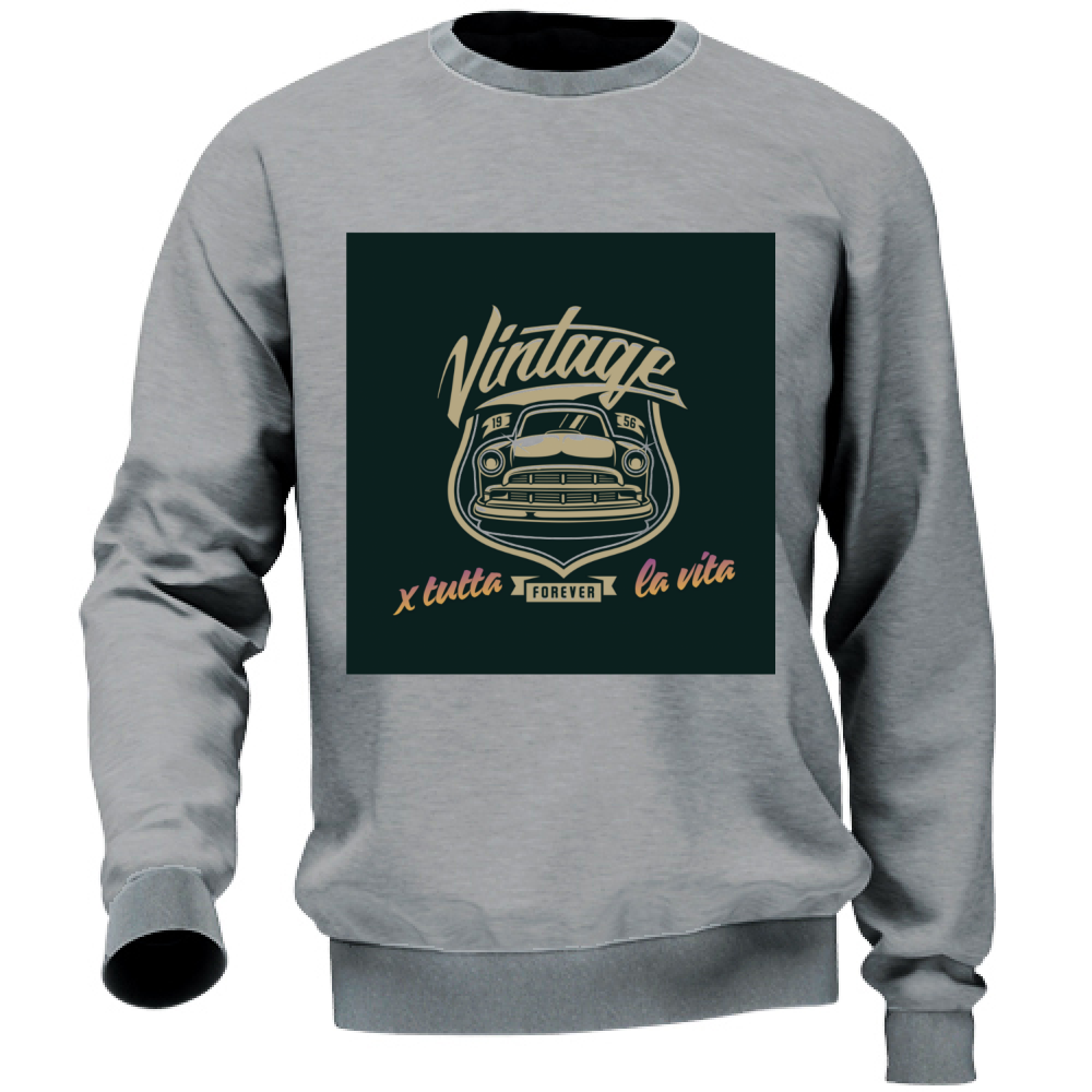 Felpa Uomo no Cappuccio no Tasche Maglia Tuta Casual Cotone Vintage