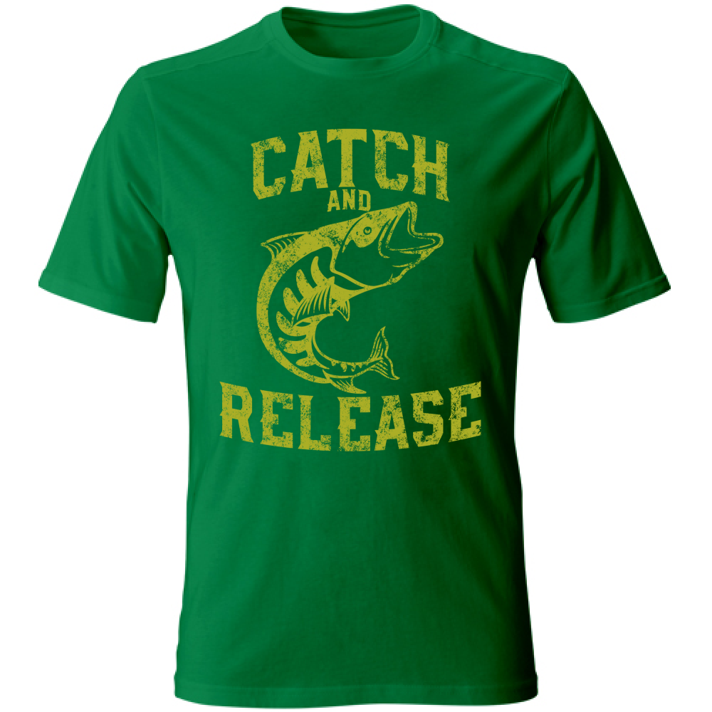 Tshirt maglia maglietta Uomo manica corta vari colori cotone Catch and release kellygreen