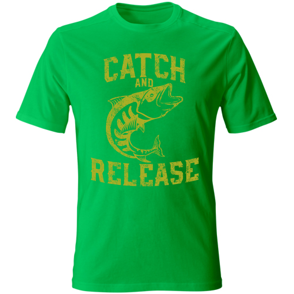 Tshirt maglia maglietta kiwigreen Uomo manica corta vari colori cotone Catch and release
