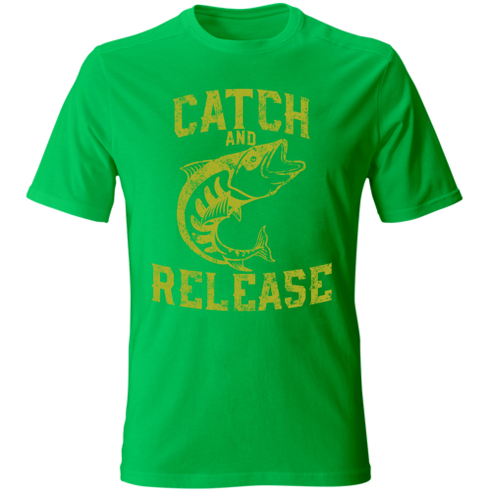 Tshirt maglia maglietta Uomo manica corta vari colori cotone Catch and release kiwigreen