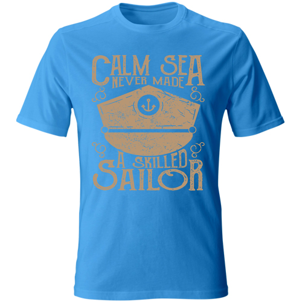 Tshirt maglietta Uomo manica corta vari colori cotone Calm Sea Estate blu chiaro