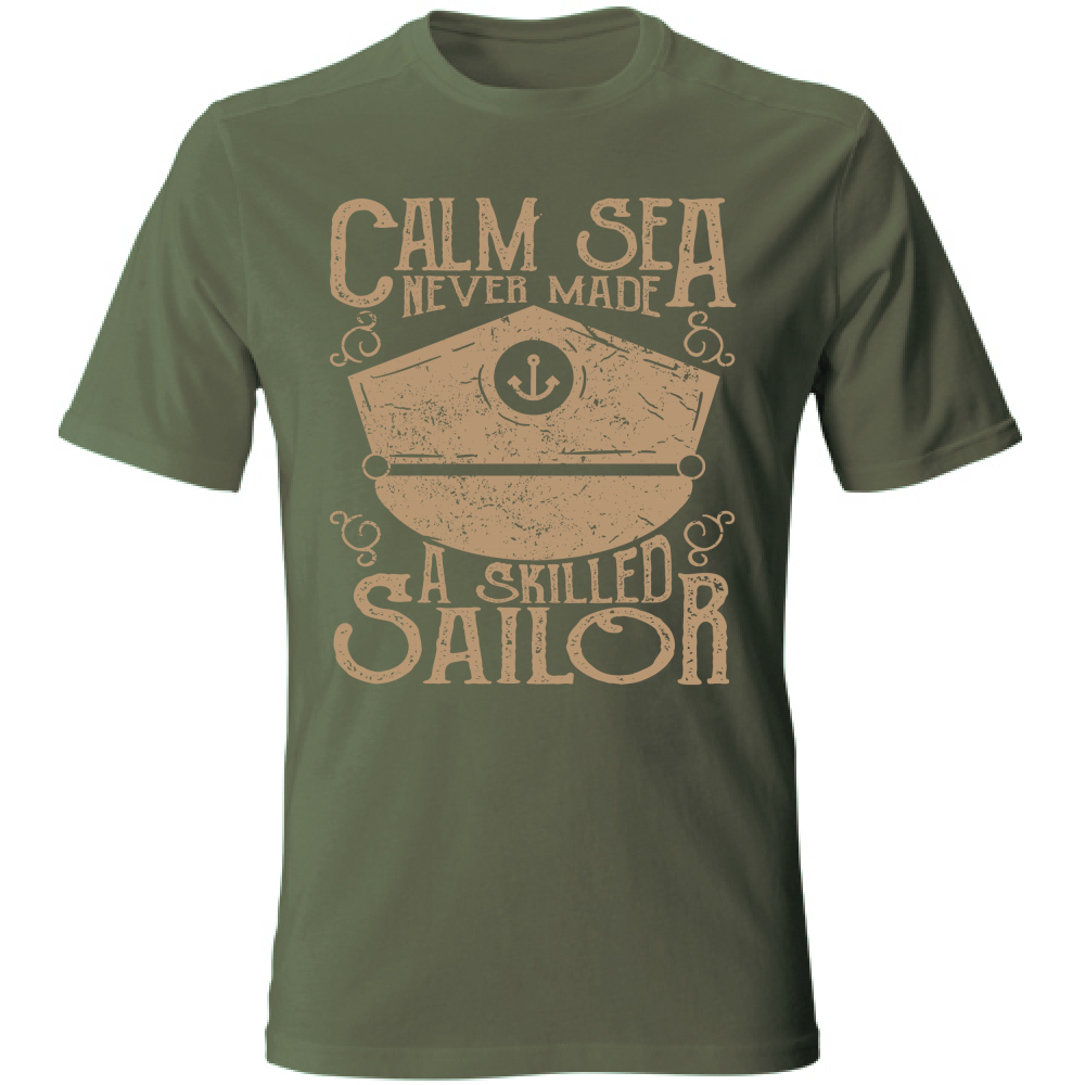 Tshirt maglietta Uomo manica corta vari colori cotone Calm Sea Estate verde militare