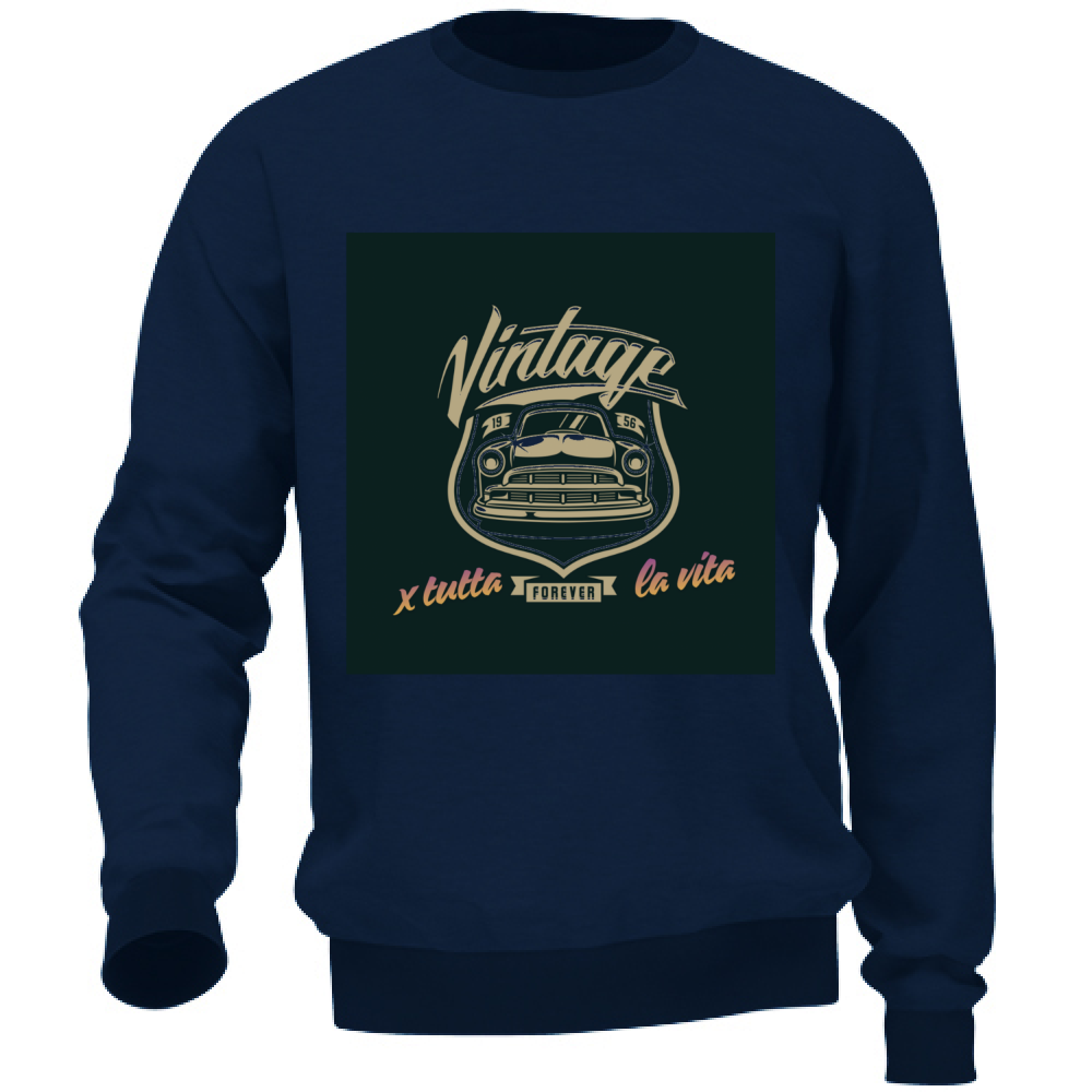 Felpa Uomo no Cappuccio no Tasche Maglia Tuta Casual Cotone Vintage