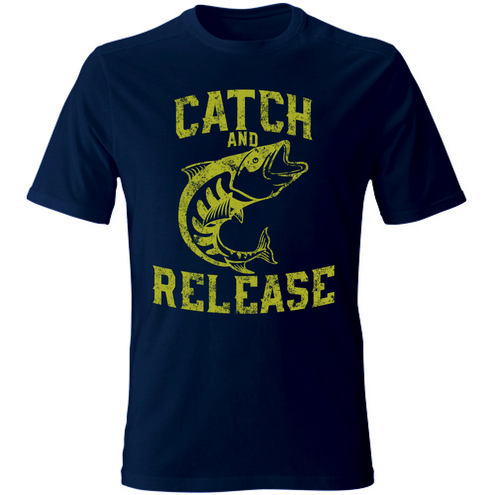 Tshirt maglia maglietta Uomo manica corta vari colori cotone Catch and release navy