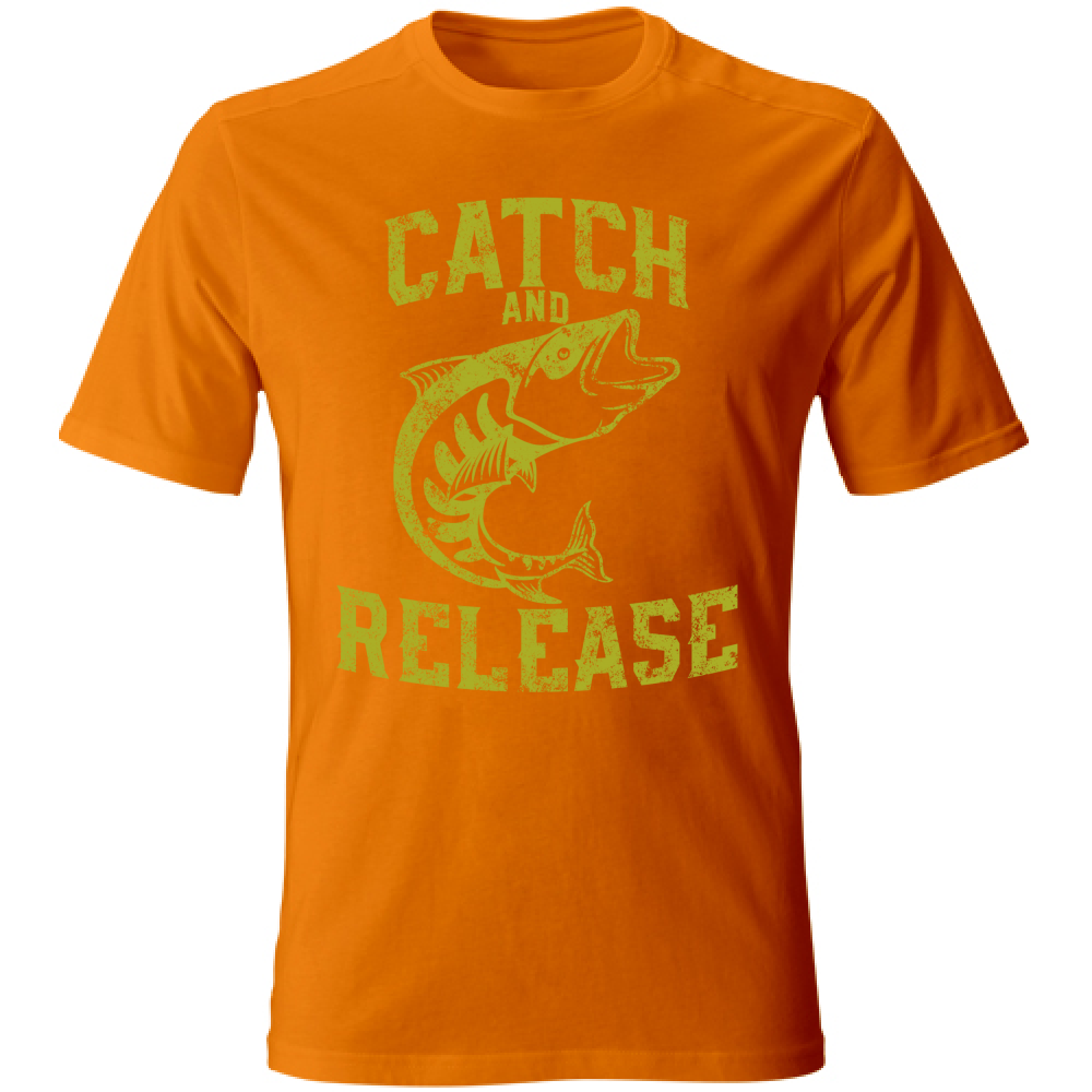 Tshirt maglia maglietta Uomo manica corta vari colori cotone Catch and release arancione 