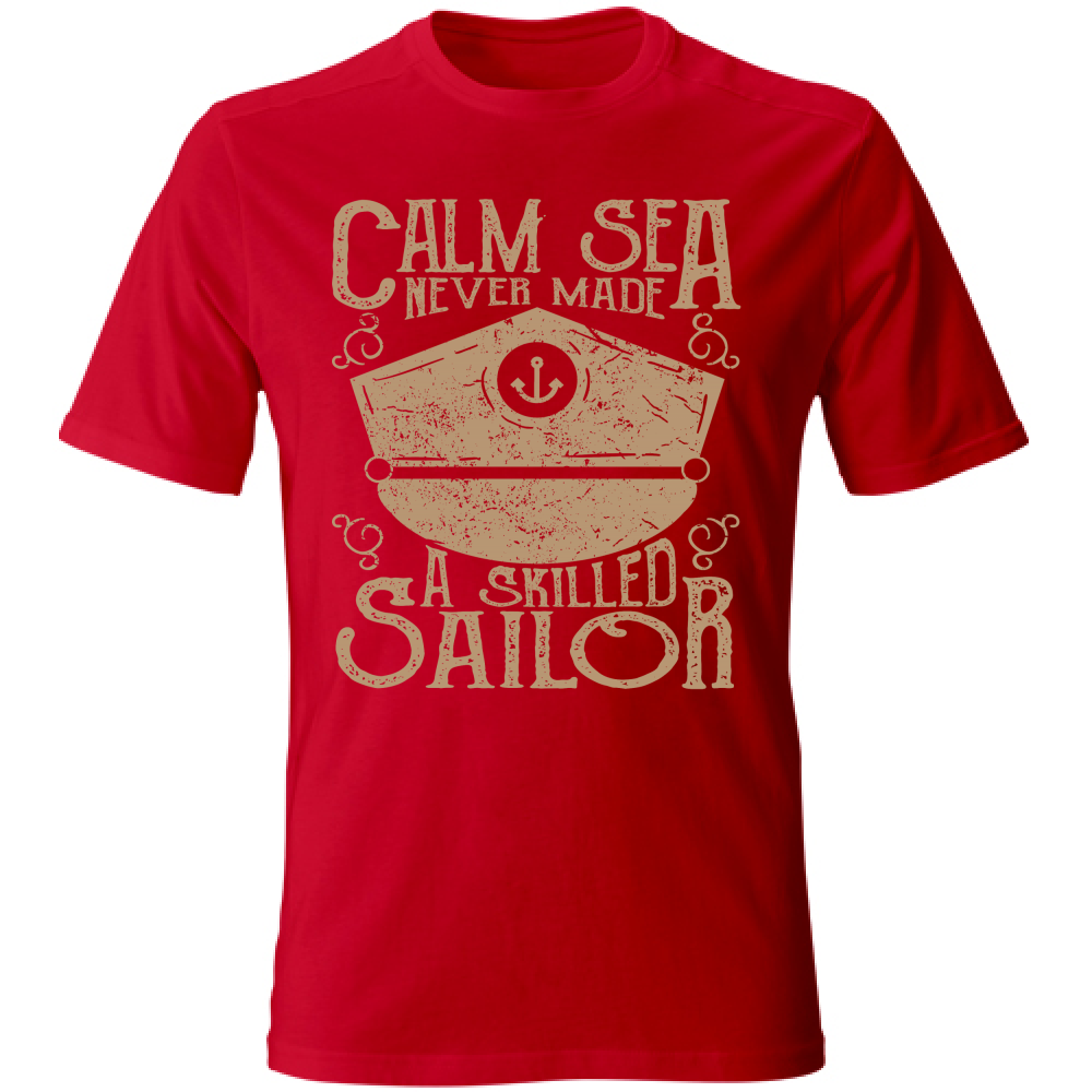 Tshirt maglietta Uomo manica corta vari colori cotone Calm Sea Estate rosso