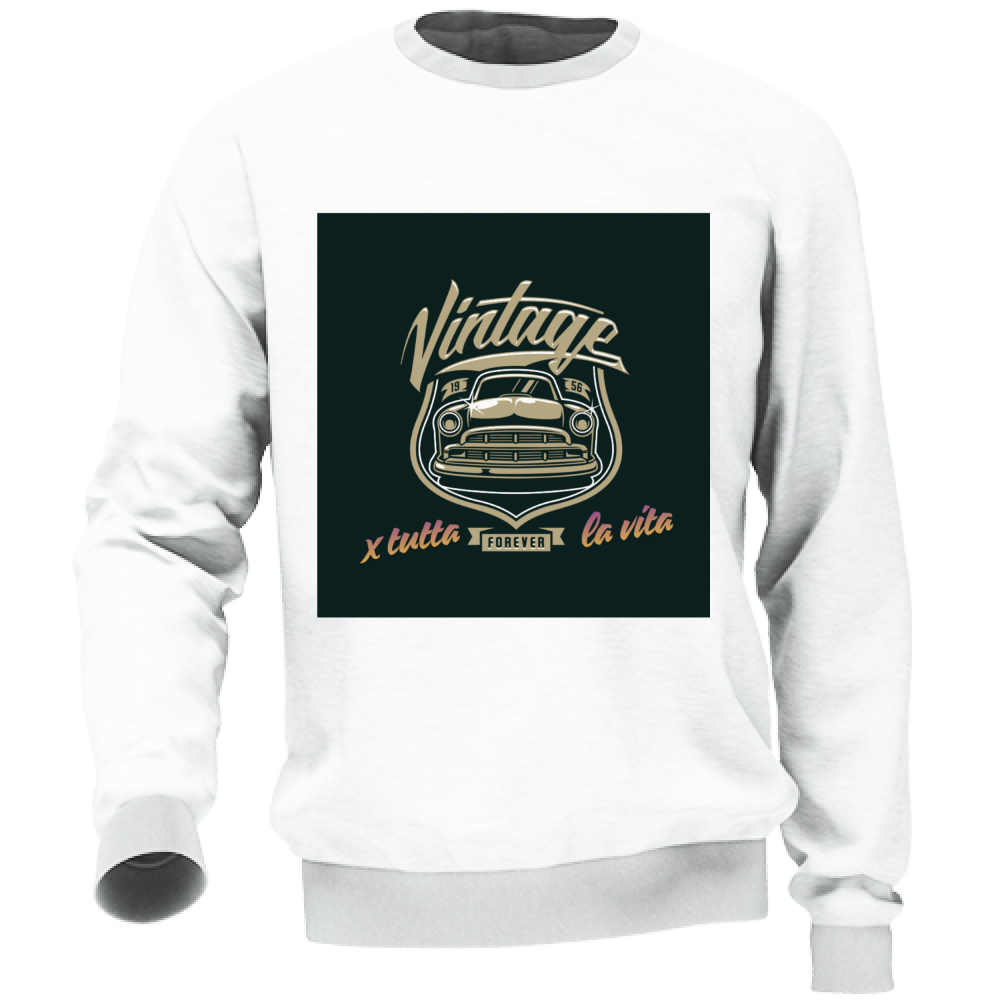 Felpa Uomo no Cappuccio no Tasche Maglia Tuta Casual Cotone Vintage