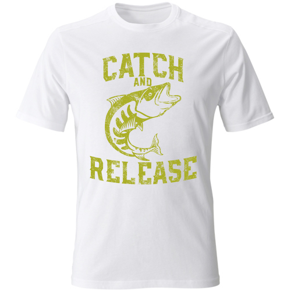 Tshirt maglia maglietta bianco Uomo manica corta vari colori cotone Catch and release