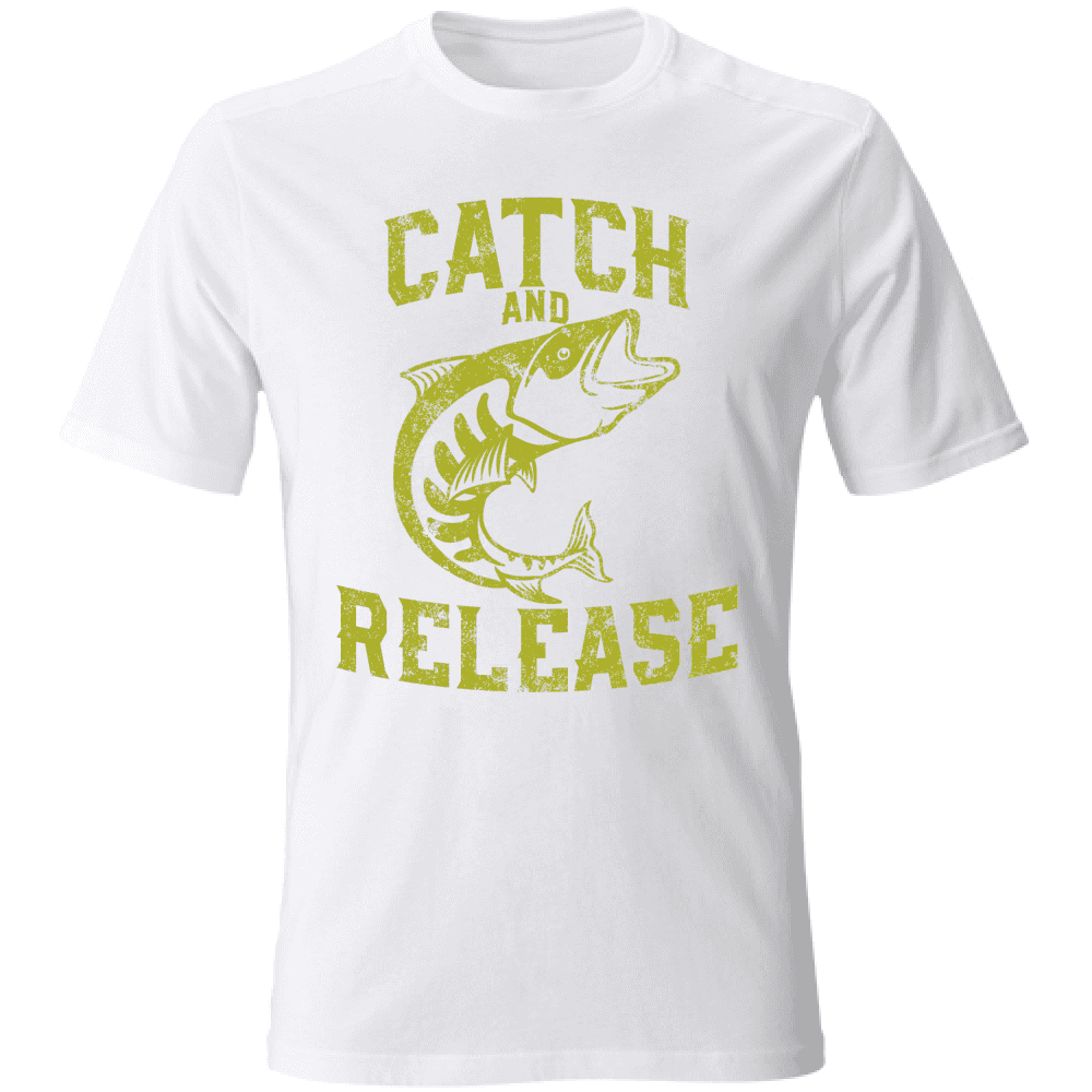 Tshirt maglia maglietta Uomo manica corta vari colori cotone Catch and release bianco