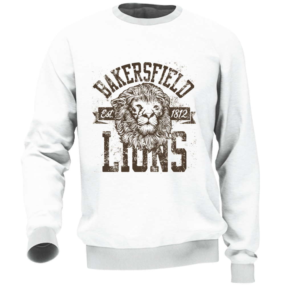 Felpa Maglia Uomo Lions Leone Casual Cotone Bianco