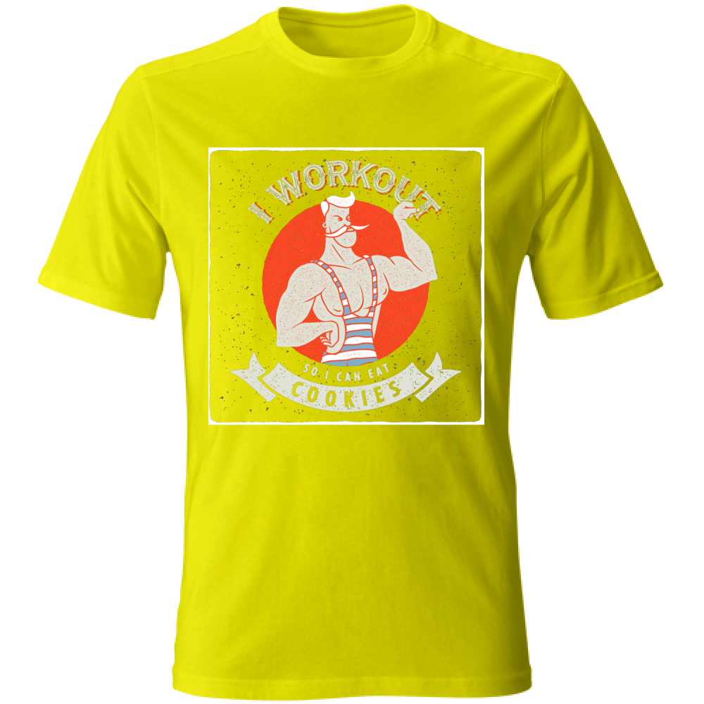 Tshirt Uomo manica corta vari colori cotone Palestra Dieta maglietta giallo