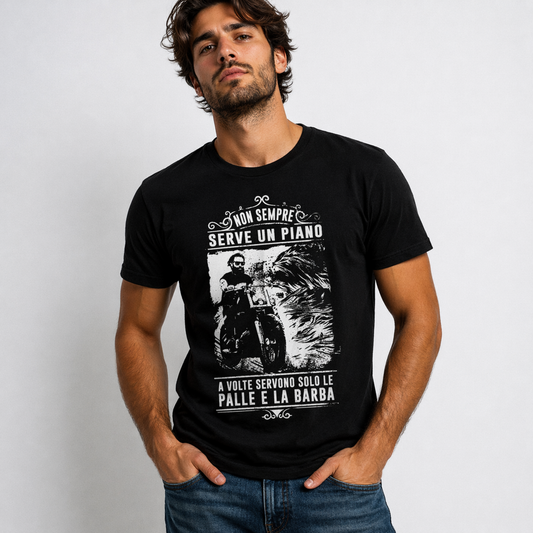 T-shirt Uomo con Stampa Grafica Moto-Taglie e colori vari– Stile Vintage/Urban