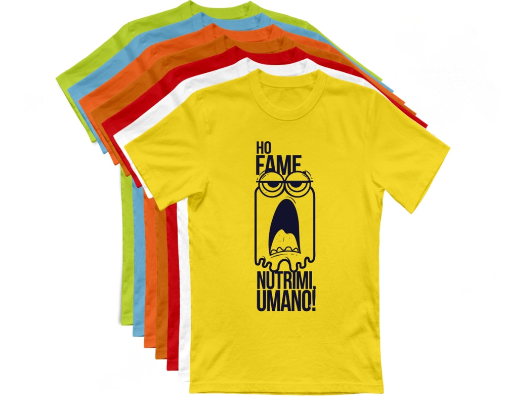 T-Shirt Divertente "Ho Fame, Nutrimi Umano"
