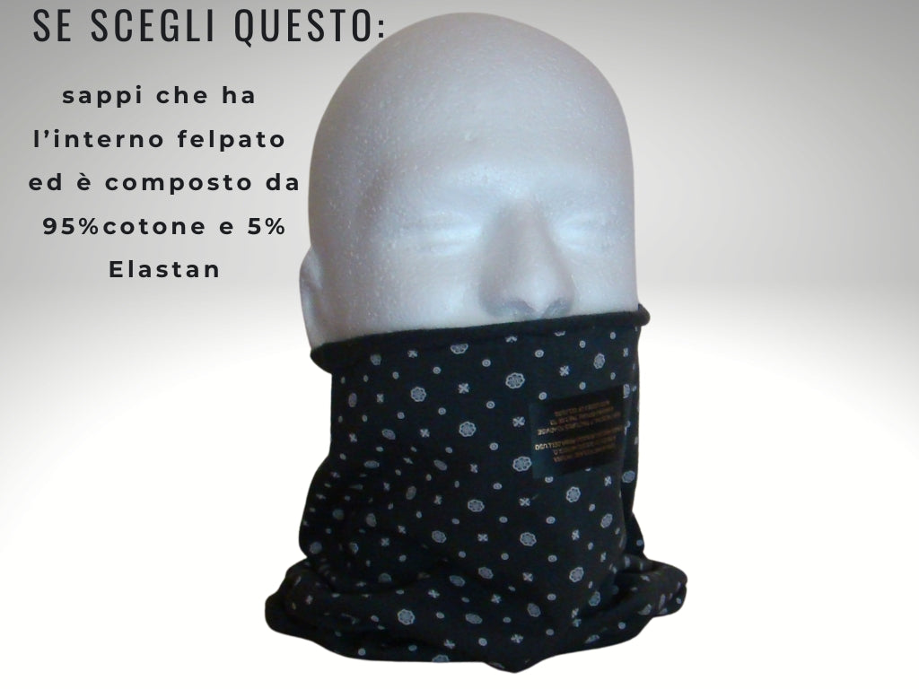 Scaldacollo Uomo Donna Unisex Fascia Sciarpa moto Cotone Vari colori