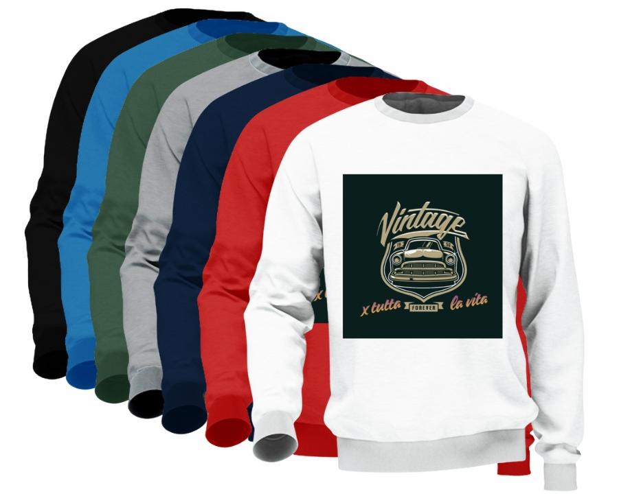 Felpa Uomo no Cappuccio no Tasche Maglia Tuta Casual Cotone Vintage