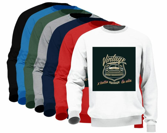 Felpa Uomo no Cappuccio no Tasche Maglia Tuta Casual Cotone Vintage