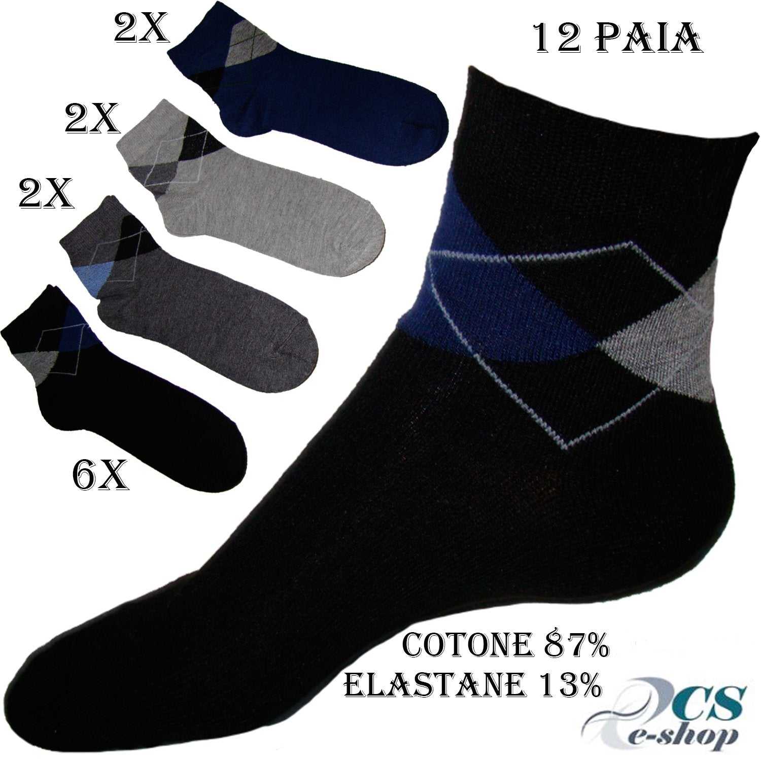Calze Calzini Corti Uomo Donna Fantasmini Elastici Cotone presentazione 3