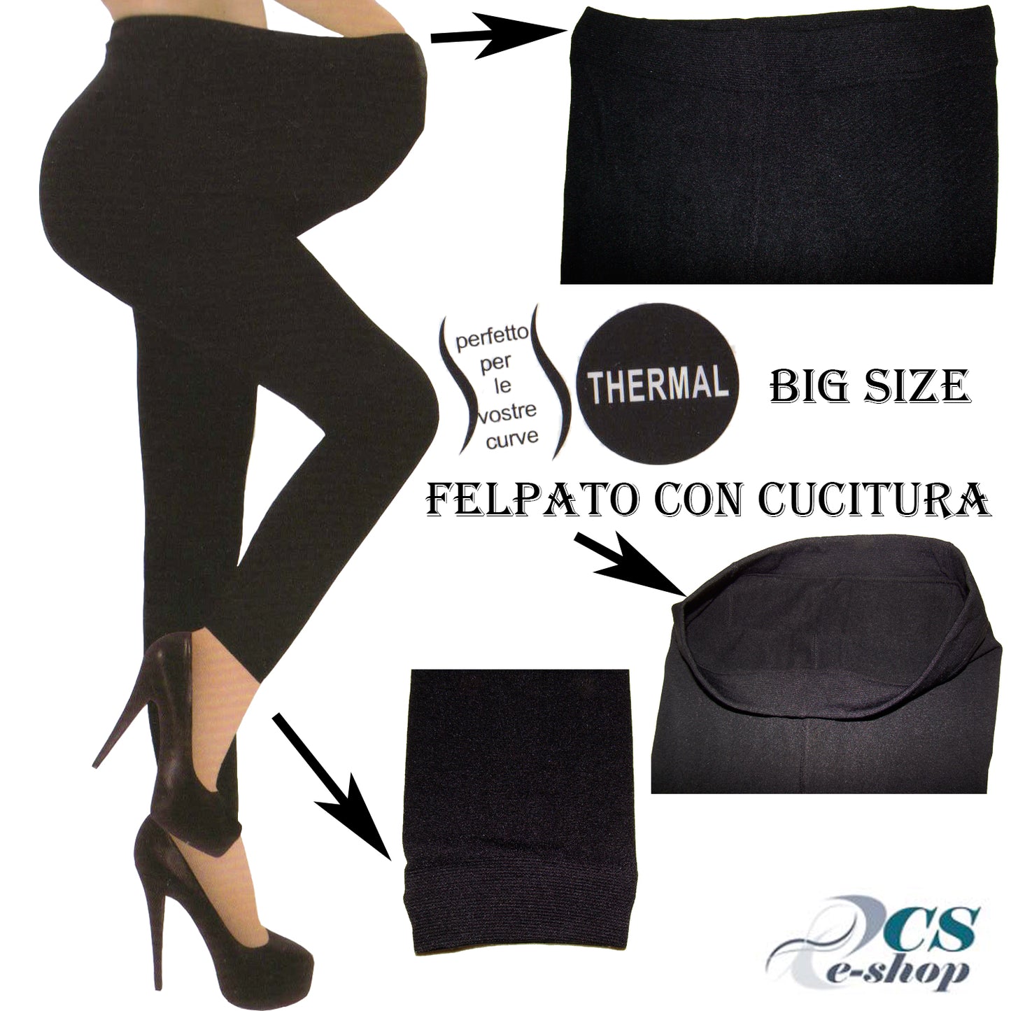 Leggings Fuseaux Donna caldo termico invernale Grandi Big Size taglia Unica