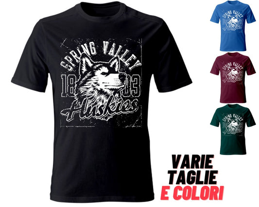 T-Shirt maglia maglietta Uomo manica corta vari colori cotone Huskies Estate