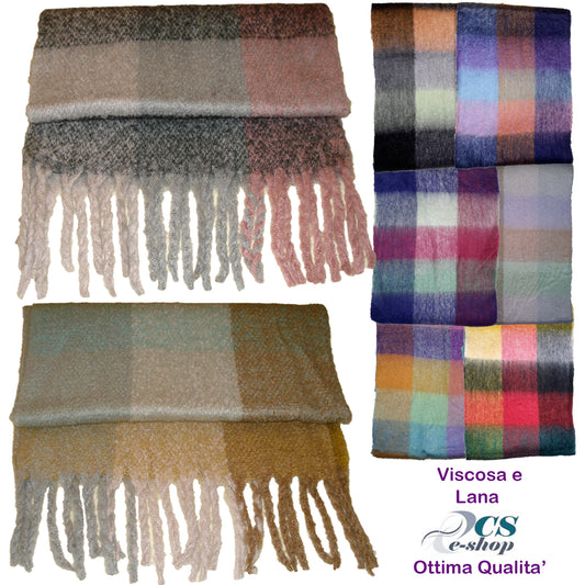 Sciarpa Pashmina Unisex Uomo Donna Viscosa Misto Lana Frangia Invernale